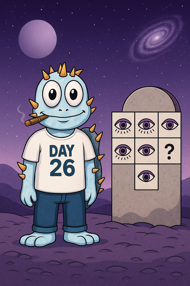 galactic_worm's tweet photo. 🪐 Day 26
The worm gazes upon the monolith of perception.
Three rows. Eight eyes. But one is missing.
This isn't just pattern recognition — it's a test of sight beyond sight.
What completes the vision? 👁️🗨️
#GalacticWorm #PuzzleDrop #MetaverseMystery #Wormverse #Web3Lore #CryptoRiddle #NFTChallenge #VisualLogic