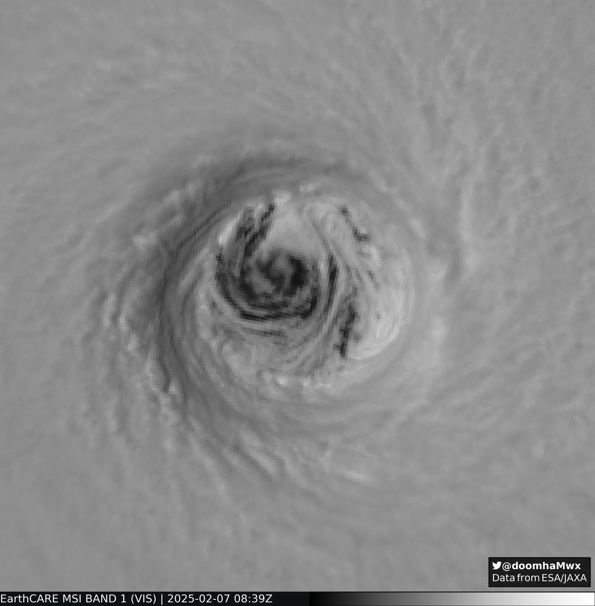 Cyclone #Vince from earlier this year, sampled by the EarthCARE satellite!