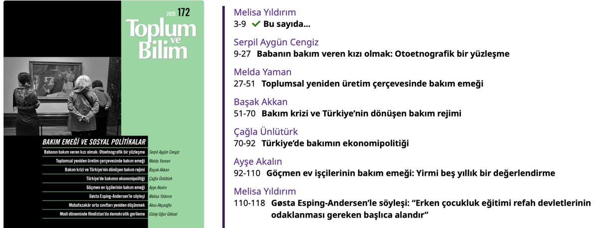 Bilgi_IR's tweet image. Bölüm hocalarımızdan Başak Akkan&apos;ın &quot;Bakım krizi ve Türkiye’nin dönüşen bakım rejimi&quot; başlıklı makalesi Toplum ve Bilim&apos;de yayınlandı!

iletisim.com.tr/dergiler/toplu…