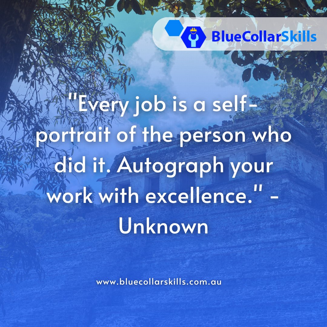 BlueCollarSkill's tweet image. Let this inspire you to highlight the very best of your capabilities, demonstrating the passion and precision you bring to every task. 

How do you plan to "autograph your work with excellence" in your next role? Share your thoughts!

#ApplicantMotivation #BlueCollarSkills