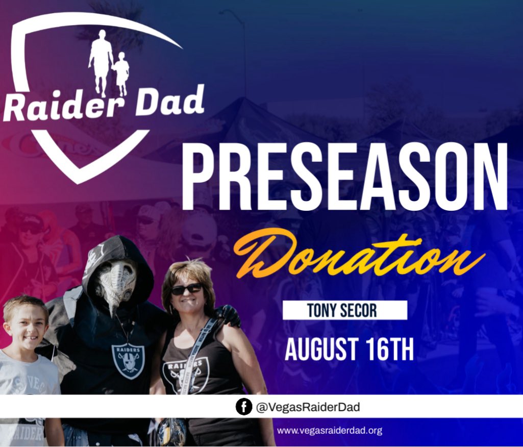 Thank you for donation. Raider Dad invites as many of youths as possible to our annual preseason game. 

More info: rb.gy/g5uatw