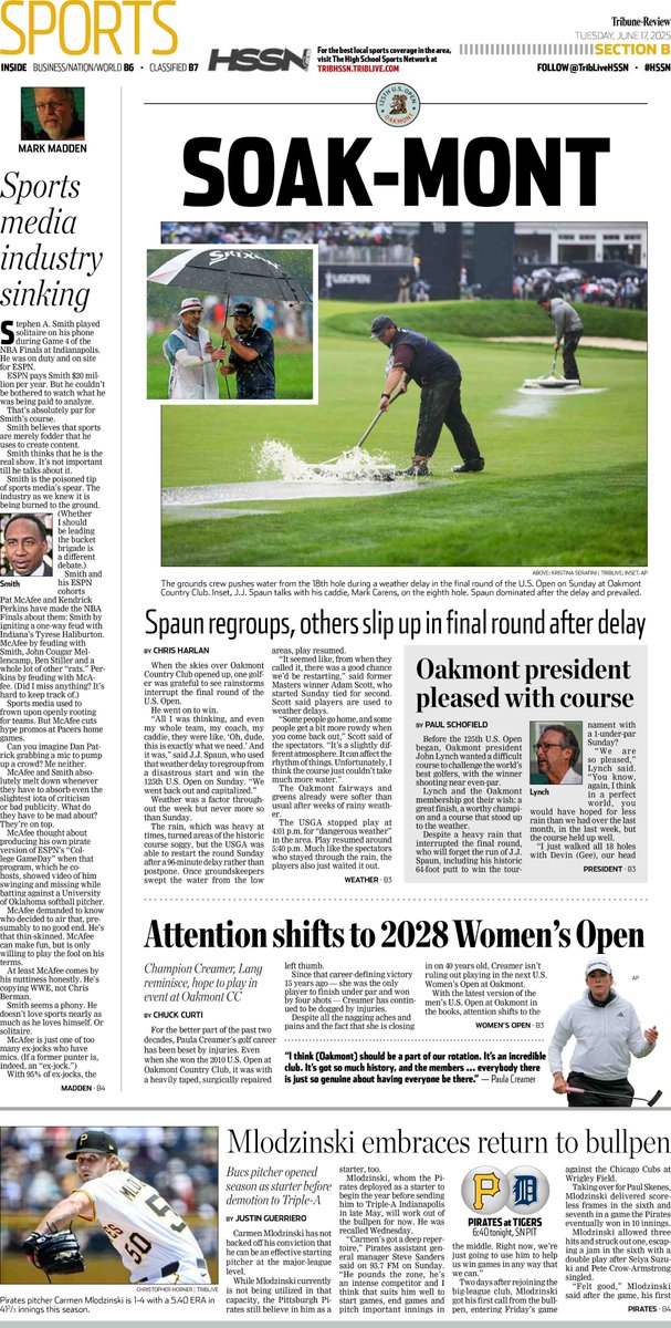 Here's an early look at Tuesday's #frontpage of <a href="/TribSports/">Tribune-Review Sports</a> 

Subscribe: ➡️