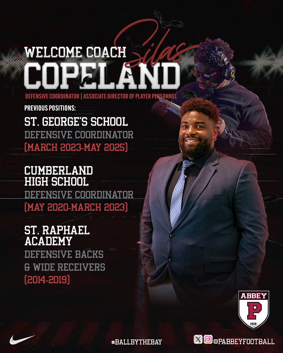 Portsmouth Abbey Football (@pabbeyfootball) on Twitter photo 🚨 STAFF ANNOUNCEMENT
We’re excited to welcome Silas Copeland as our new DC & Associate Director of Player Personnel.
Coach Copeland brings experience, leadership, and a strong track record of developing student-athletes on and off the field.
<a href="/CopelandSilasV/">Coach Copeland</a> <a href="/NE6FB_Recruits/">NE-Recruits</a> 🚨 STAFF ANNOUNCEMENT
We’re excited to welcome Silas Copeland as our new DC & Associate Director of Player Personnel.
Coach Copeland brings experience, leadership, and a strong track record of developing student-athletes on and off the field.
<a href="/CopelandSilasV/">Coach Copeland</a> <a href="/NE6FB_Recruits/">NE-Recruits</a>