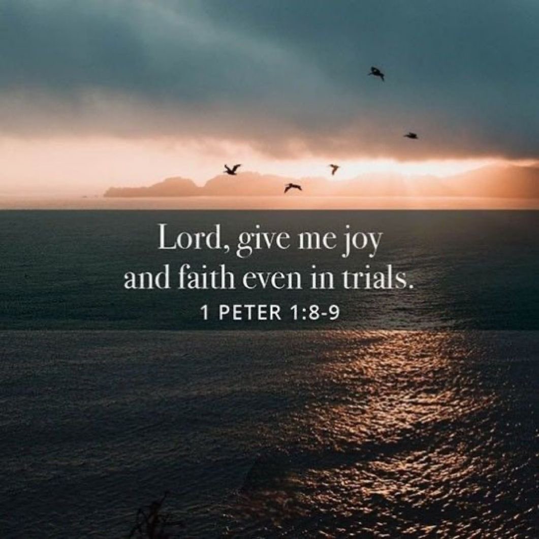 1 Peter 1:8-9
8 Though you have not seen him, you love him; and even though you do not see him now, you believe in him and are filled with an inexpressible and glorious joy, 9 for you are receiving the end result of your faith, the salvation of your souls.