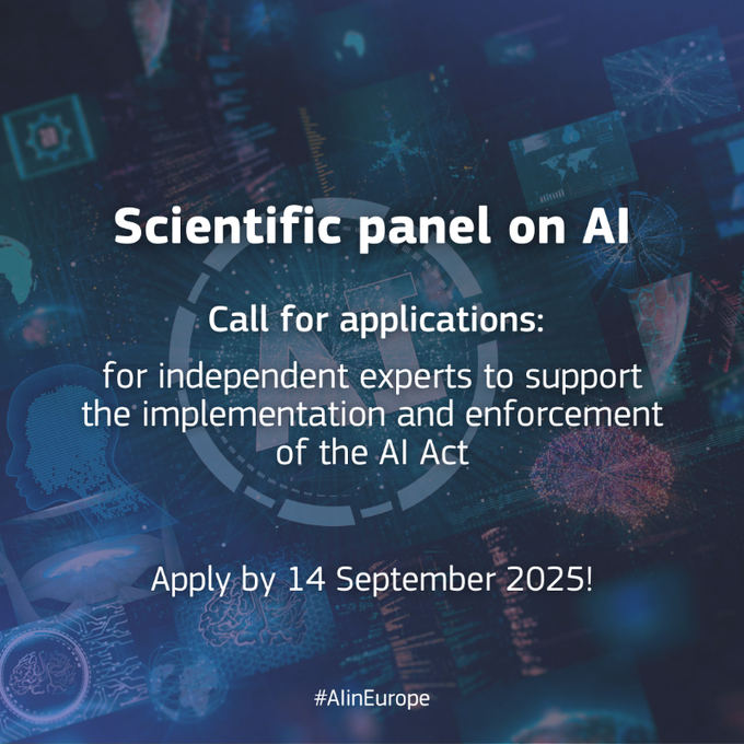 【EUがAI専門家を募集！】
EUは現在、AI法の実施と監督を担う、汎用AI（GPAI）の専門的知見を持つ独立専門家（60人）を募集中。
日本の研究者・技術者の皆様もぜひご応募下さい
応募締切：2025年9月14日
europa.eu/!jDQcNd
#AIinEurope #DigitalEU