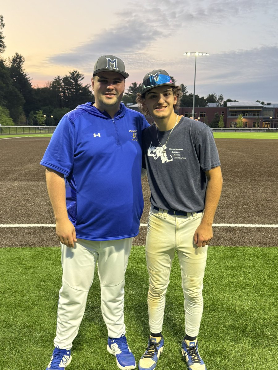 Aztecsbaseball9's tweet photo. CJ Coelho wrapped up his senior season in style at the @MassBCA Senior All-Star Game tonight. He dominated on the mound with 2 shutout innings and 4 strikeouts, repping @AztecAthletics with pride. Coach Walsh also took part in coaching the game, an incredible honor for both! 💙💛 https://t.co/zZYePY8XfT