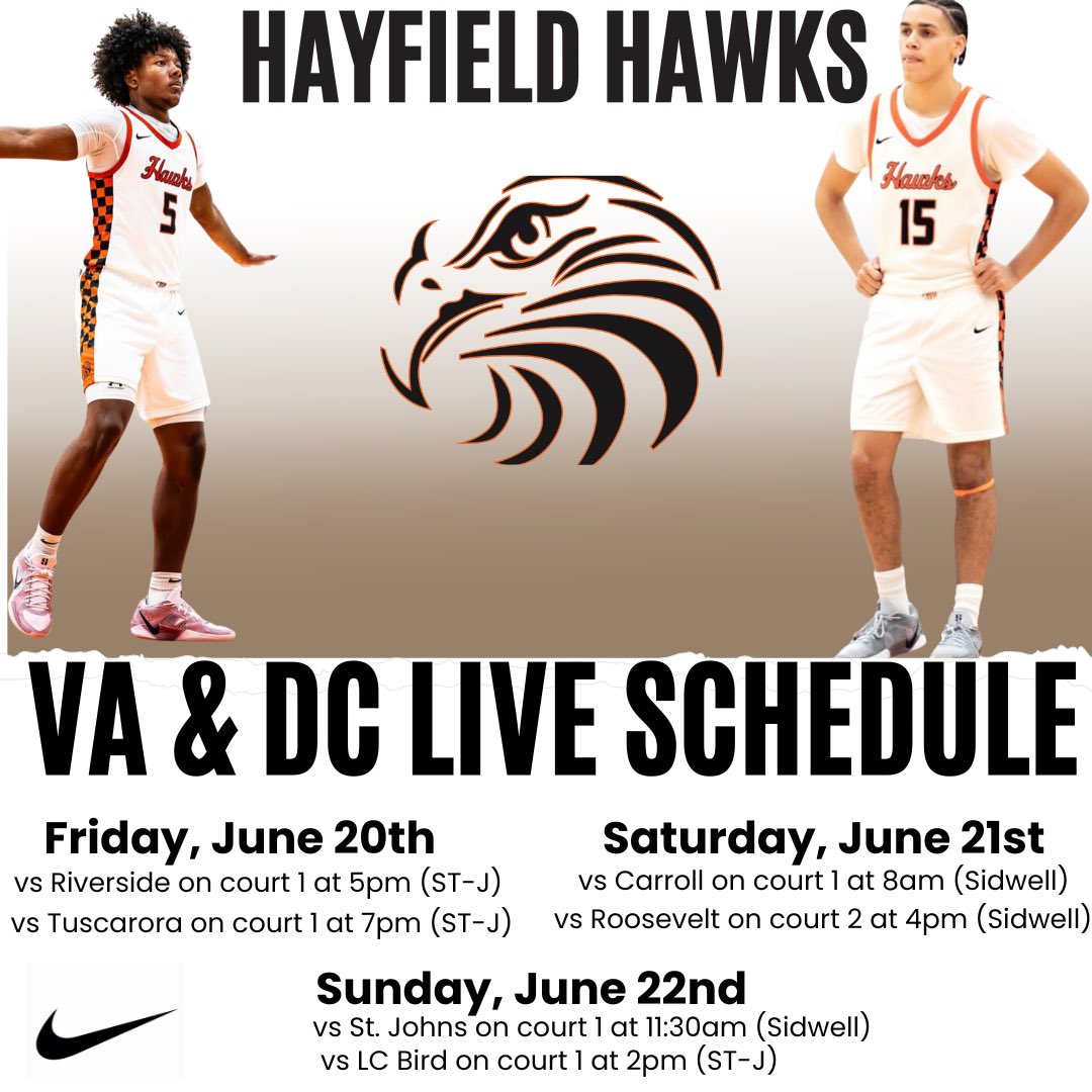 HawksBoysBasketball (@hayfieldbball) on Twitter photo Schedule for this weekend!
Notable 2026’s
6’7 W Cam Prosper <a href="/CameronIProsper/">Cameron Prosper (2026)</a>
6’3 G Landon Judy <a href="/LandonKJ1/">Landon Judy</a>
6’4 G Rodney Carmichael <a href="/Cudda524/">Rodney Carmichael ll</a>
#Hawks🏀 Schedule for this weekend!
Notable 2026’s
6’7 W Cam Prosper <a href="/CameronIProsper/">Cameron Prosper (2026)</a>
6’3 G Landon Judy <a href="/LandonKJ1/">Landon Judy</a>
6’4 G Rodney Carmichael <a href="/Cudda524/">Rodney Carmichael ll</a>
#Hawks🏀