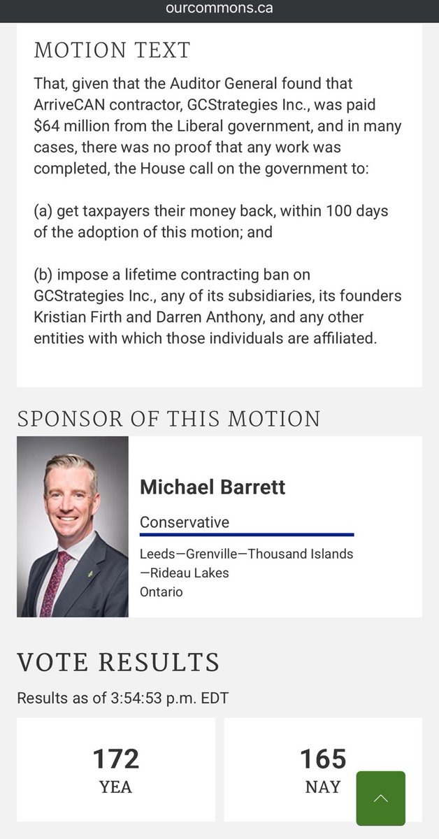 Just a side note for tax paying Canadians.
165 Liberals actually voted NO to giving your money back from this scandal. Think about that.