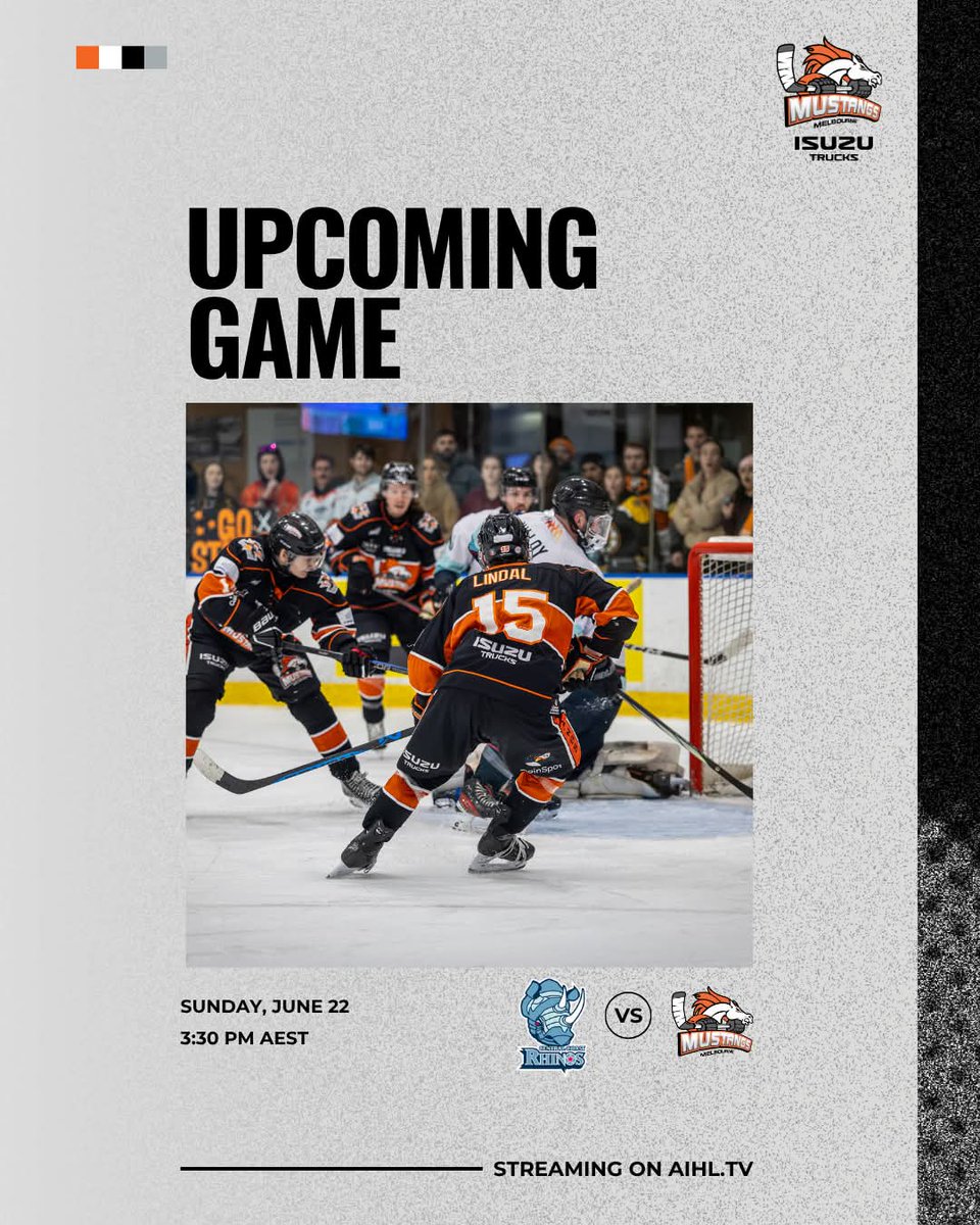 Sunday funday in the Central Coast!

We are taking on the Rhinos on Sunday. If you can’t make the trip make sure you’ve signed up to AIHL.TV to watch!

#GoMustangs #AIHL2025 #MelbourneMustangs #bleedorange #believeorange #AIHL