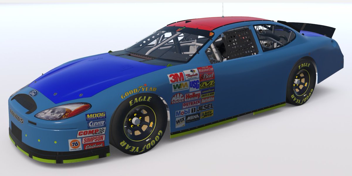 Started the Ford tonight.  Basically coverted the valence tape from the chevy, with some minor adjustments.  Baker had mapped out the hood, roof &amp; decklid already.  
Planning to add:
 - Roush SS Grille (I think from 04/05)
 - tail light extensions
 
iRacing really borked the b