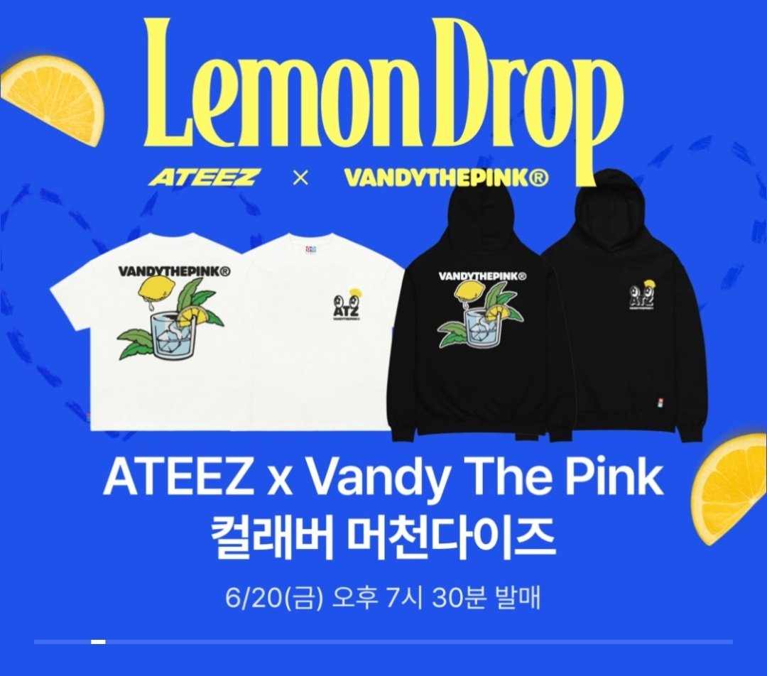 アイドル ATEEZ X Vandy The Pink Lemon Drop ATEEZ X Vandy The Pink 'Lemon Drop' Hoodie, Black (L One