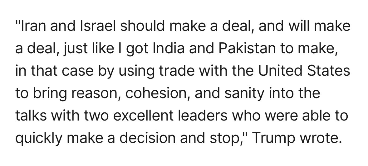 Sagarika Ghose (@sagarikaghose) on Twitter photo For the 14th time <a href="/realDonaldTrump/">Donald J. Trump</a> announces he dictated terms of India-Pakistan ceasefire in May 2025. “Just like I got India and Pakistan to make, Iran and Israel should make a deal.” #Iran #ısrael #IndiaPakistanWar . <a href="/narendramodi/">Narendra Modi</a> government quiet as a mouse. For the 14th time <a href="/realDonaldTrump/">Donald J. Trump</a> announces he dictated terms of India-Pakistan ceasefire in May 2025. “Just like I got India and Pakistan to make, Iran and Israel should make a deal.” #Iran #ısrael #IndiaPakistanWar . <a href="/narendramodi/">Narendra Modi</a> government quiet as a mouse.