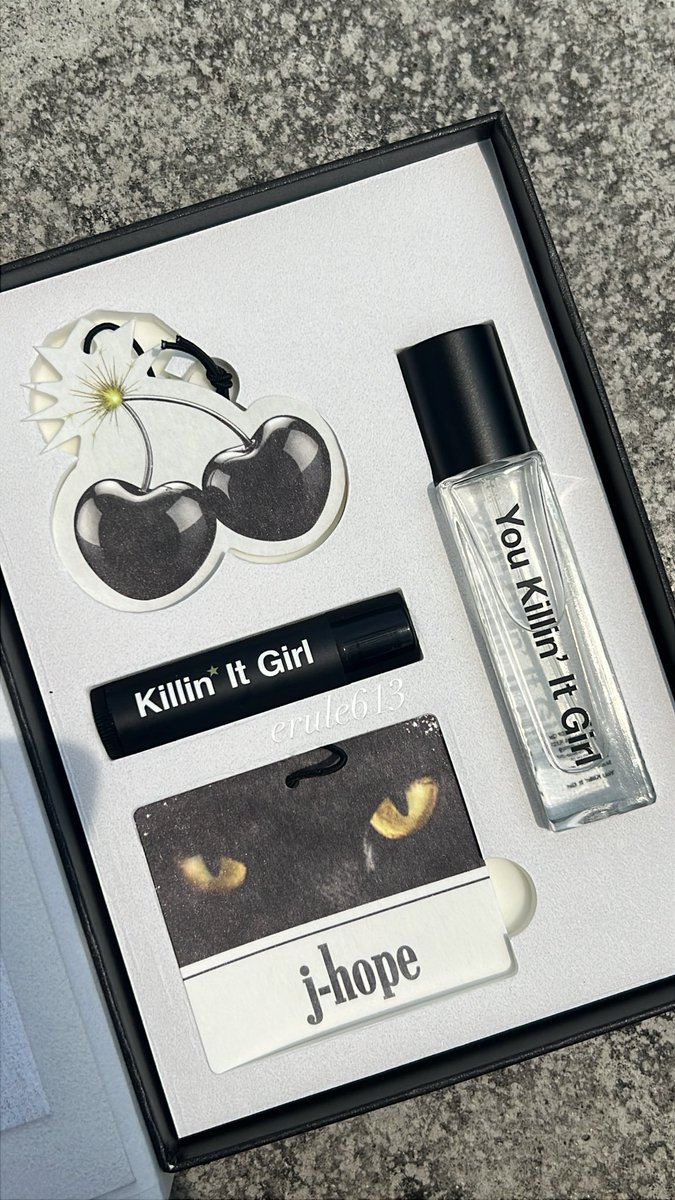 j-hope's Killin' It Girl themed gifts🍒 perfume and lip balm