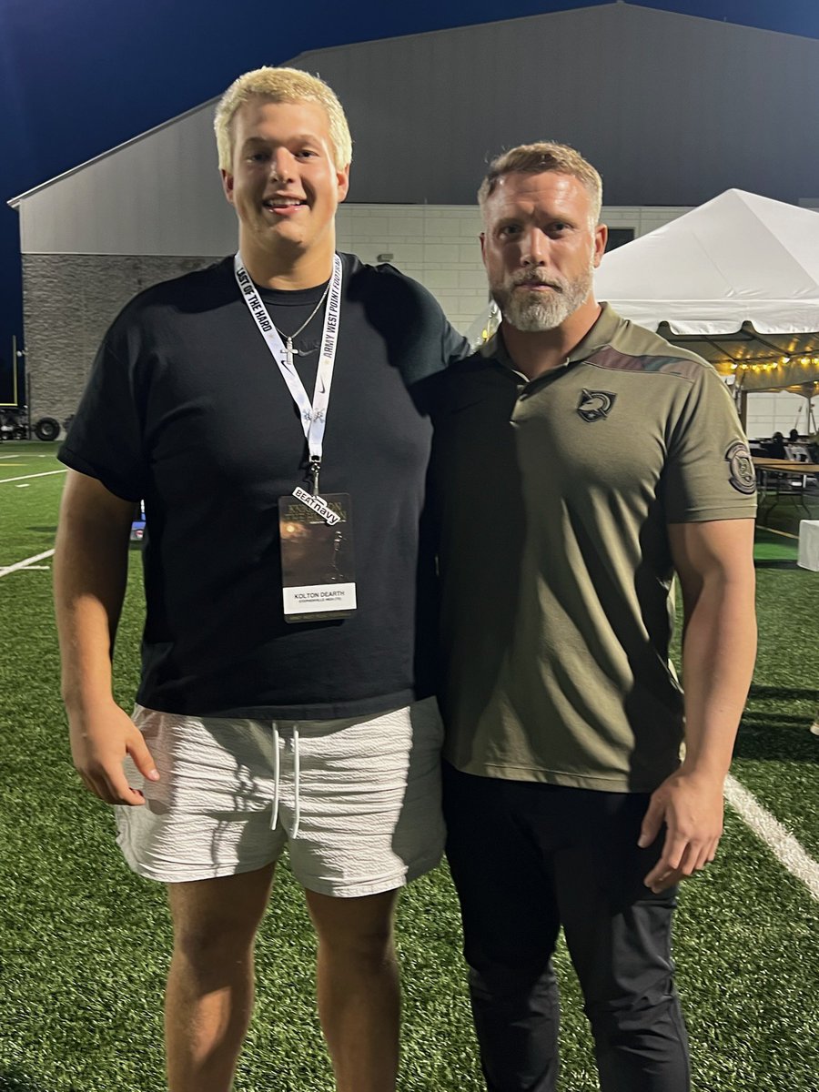 Kolton Dearth (@koltondearth) on Twitter photo Thank you <a href="/ArmyWP_Football/">Army Football</a> for hosting a great weekend. I really enjoyed visiting with all the coaches and getting to see the amazing campus.
<a href="/CoachASmith_/">Allen Smith</a> <a href="/MikeViti/">Mike Viti</a> Thank you <a href="/ArmyWP_Football/">Army Football</a> for hosting a great weekend. I really enjoyed visiting with all the coaches and getting to see the amazing campus.
<a href="/CoachASmith_/">Allen Smith</a> <a href="/MikeViti/">Mike Viti</a>