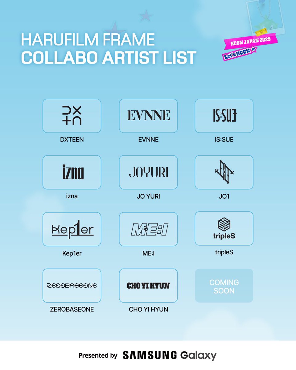 #HARUFILM
with #KCONJAPAN2025
<a href="/kconjapan/">KCON JAPAN</a>

KCON 현장의 감동을 이어갈 AFTER POP-UP!🔍
아티스트 프레임 COMING SOON✨

Let‘s #KCON ! 우리 하루필름에서 만나!
꒰⠀찰칵 ! 찰칵 찰칵 ! 💙
︶⊹︶︶୨୧︶︶⊹︶
₍ᐢ. ̮.ᐢ₎づ~ 📸

[참여 아티스트 라인업]
DXTEEN · EVNNE · IS:SUE · izna · JO