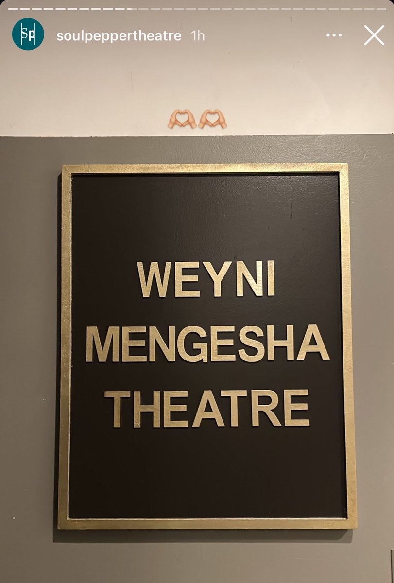 aisling murphy (@aisling_murph_) on Twitter photo Very cool news out of <a href="/Soulpepper/">Soulpepper Theatre Company</a> tonight β the Tank House Theatre has officially been renamed the Weyni Mengesha Theatre.
A huge honour, and richly deserved by Mengesha. Very cool news out of <a href="/Soulpepper/">Soulpepper Theatre Company</a> tonight β the Tank House Theatre has officially been renamed the Weyni Mengesha Theatre.
A huge honour, and richly deserved by Mengesha.