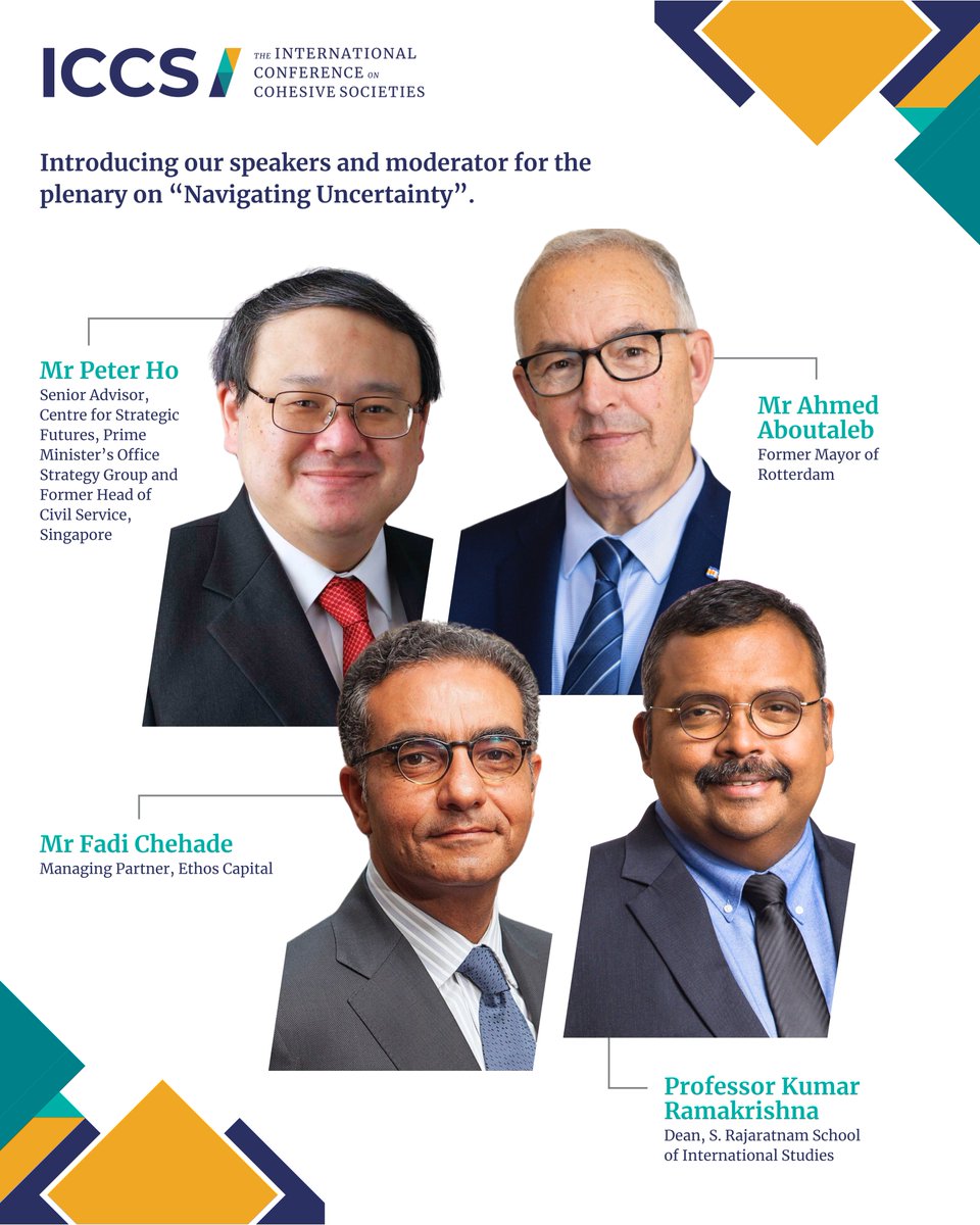 Meet our speakers and moderator for Plenary 2: Navigating Uncertainty.

Our 2nd plenary session will explore the emerging faultlines that threaten to erode trust and confidence within societies.

Learn more here 👉 iccs.sg/iccs-2025/plen…

#ICCSSG #ICCS2025 #BetterEveryday #SG60