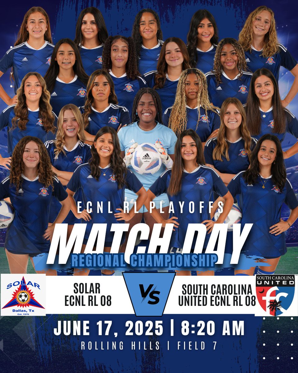 Solar 08G ECNL-RL (@08gsolar) on Twitter photo ECNL RL Regional Playoff Championship match today! Let's punch that ticket to Nationals!
<a href="/SolarSoccerClub/">Solar Soccer Club</a> <a href="/ECNLgirls/">ECNL Girls</a> ECNL RL Regional Playoff Championship match today! Let's punch that ticket to Nationals!
<a href="/SolarSoccerClub/">Solar Soccer Club</a> <a href="/ECNLgirls/">ECNL Girls</a>