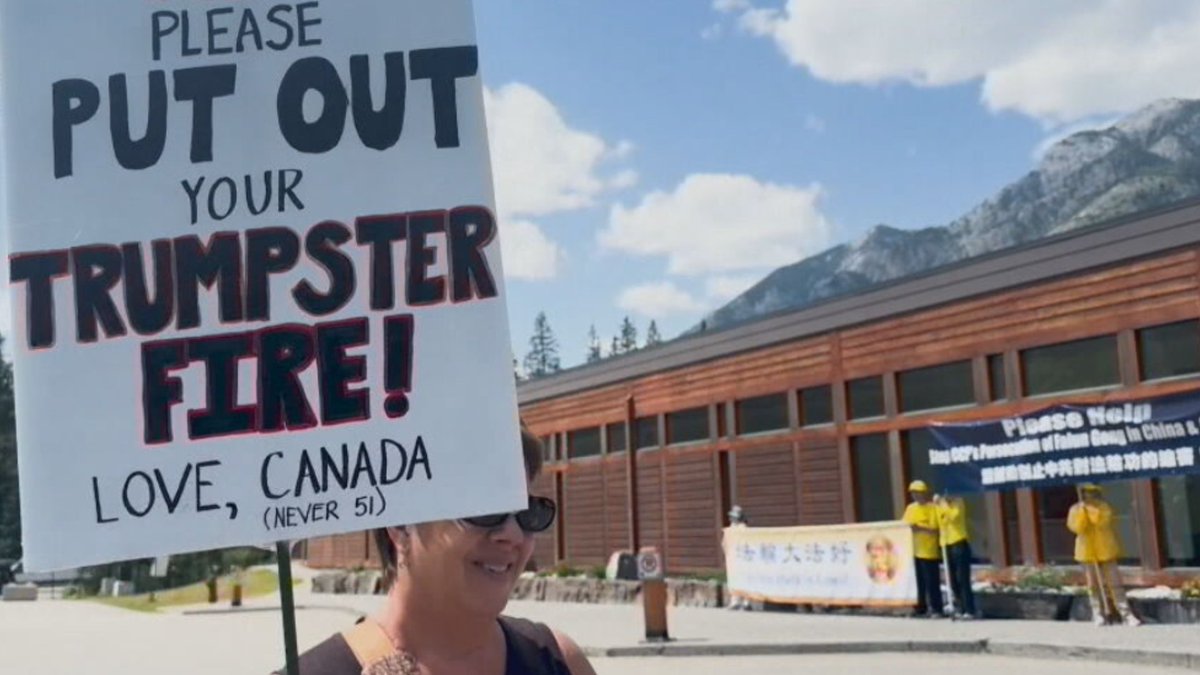 CTV News Calgary (@ctvcalgary) on Twitter photo A number of protest groups gathered in Banff on Monday. Some were from the area, but others travelled from afar to send a message to G7 leaders. <a href="/TeriFikowski/">Teri Fikowski</a> has more. #yyc #calgary ctvnews.ca/calgary/video/… A number of protest groups gathered in Banff on Monday. Some were from the area, but others travelled from afar to send a message to G7 leaders. <a href="/TeriFikowski/">Teri Fikowski</a> has more. #yyc #calgary ctvnews.ca/calgary/video/…