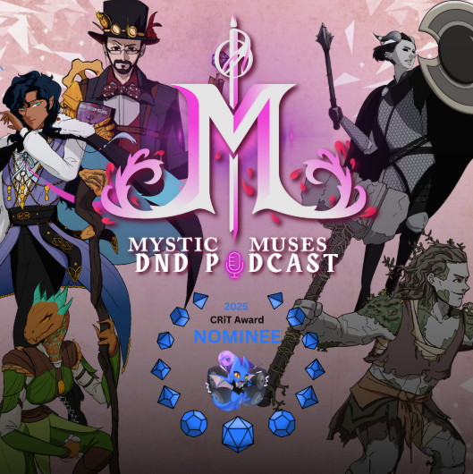 MysticMusesDND's tweet photo. It's 9 days until voting closes for the #critawards 

Have you voted for Mystic Muses DND for Best Upcoming Podcast? 

#Critawards2025 ⚔ #DnD ⚔ #podcast https://t.co/ryV7mSvjwZ