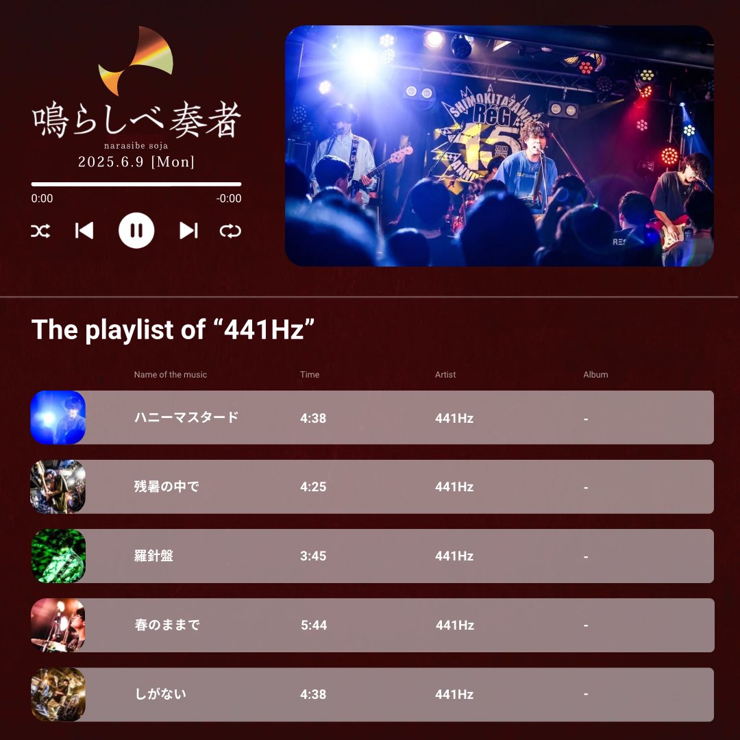 2025年6月9日(月) @下北沢ReG(<a href="/skz_reg/">下北沢RéG</a>)
鳴らしべ奏者vol.1 presented by ムジカムンド

④441Hz(<a href="/441hz0126/">441Hz</a> )

photo by
<a href="/tsumuriiiiii49/">まいつむり。</a>

#ムジカムンド #鳴らしべ奏者 #441Hz