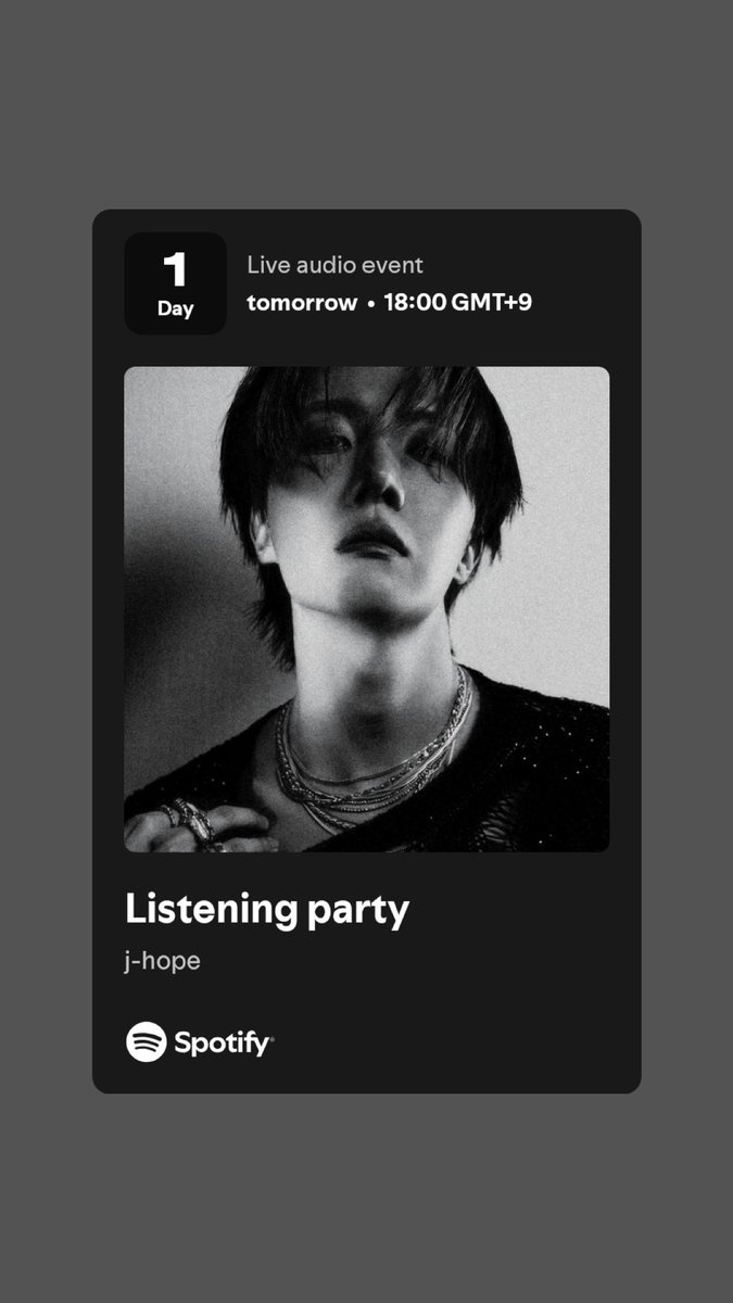 Spotify ❤️ K-Pop (@spotifykpop) on Twitter photo enjoying <a href="/bts_bighit/">BTS_official</a> j-hope's new music? don't miss your chance to listen to it with him!
RSVP at the link below to join his Listening Party!
Jun 18, 6PM KST: party.spotify.com/event/5rNSn5d3…
*available only for Premium users in select regions
**artist will be in attendance enjoying <a href="/bts_bighit/">BTS_official</a> j-hope's new music? don't miss your chance to listen to it with him!
RSVP at the link below to join his Listening Party!
Jun 18, 6PM KST: party.spotify.com/event/5rNSn5d3…
*available only for Premium users in select regions
**artist will be in attendance