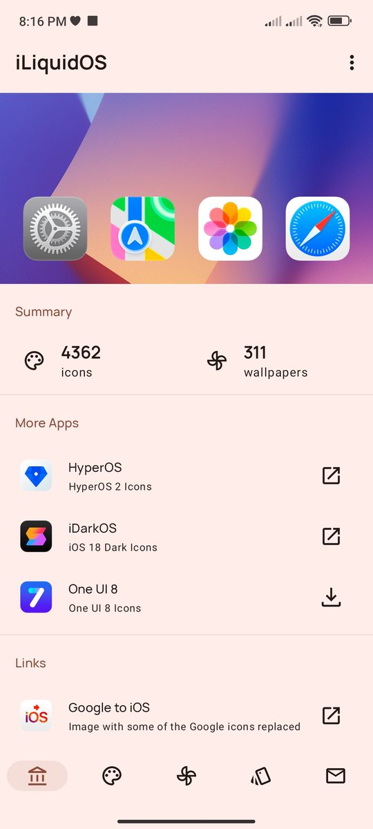 EatosApps's tweet photo. The new icon pack based on iOS 26 will be released tomorrow

This is an early version and will have quite a few changes

iLiquidOS - Icon Pack
https://t.co/wr7PnnBz1c https://t.co/ebTWvwyRPA