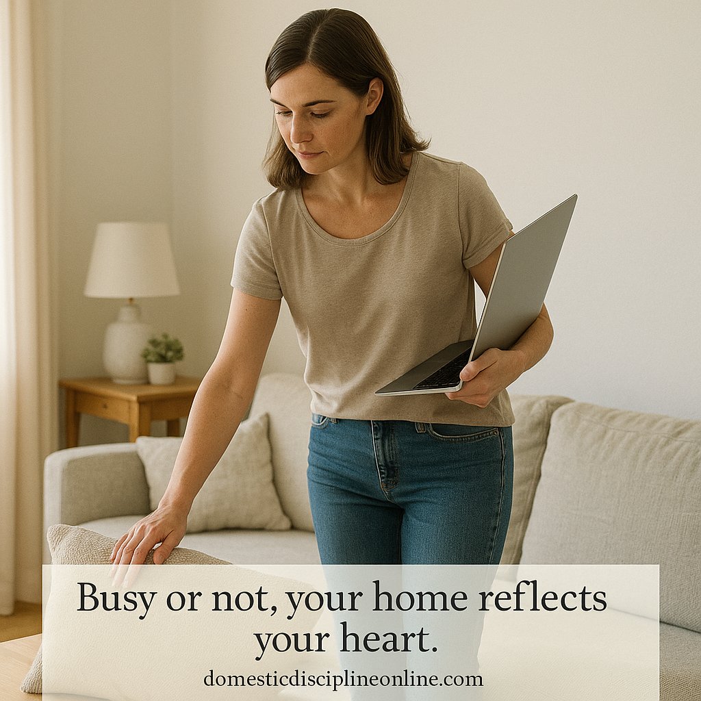 SirDomesticD's tweet photo. Working from home isn’t an excuse for a messy home. Your HoH deserves to walk into peace, not chaos. Keep it tidy.

#TraditionalMarriage #SubmissiveWife #HomeMatters https://t.co/t2jtAqvXD3