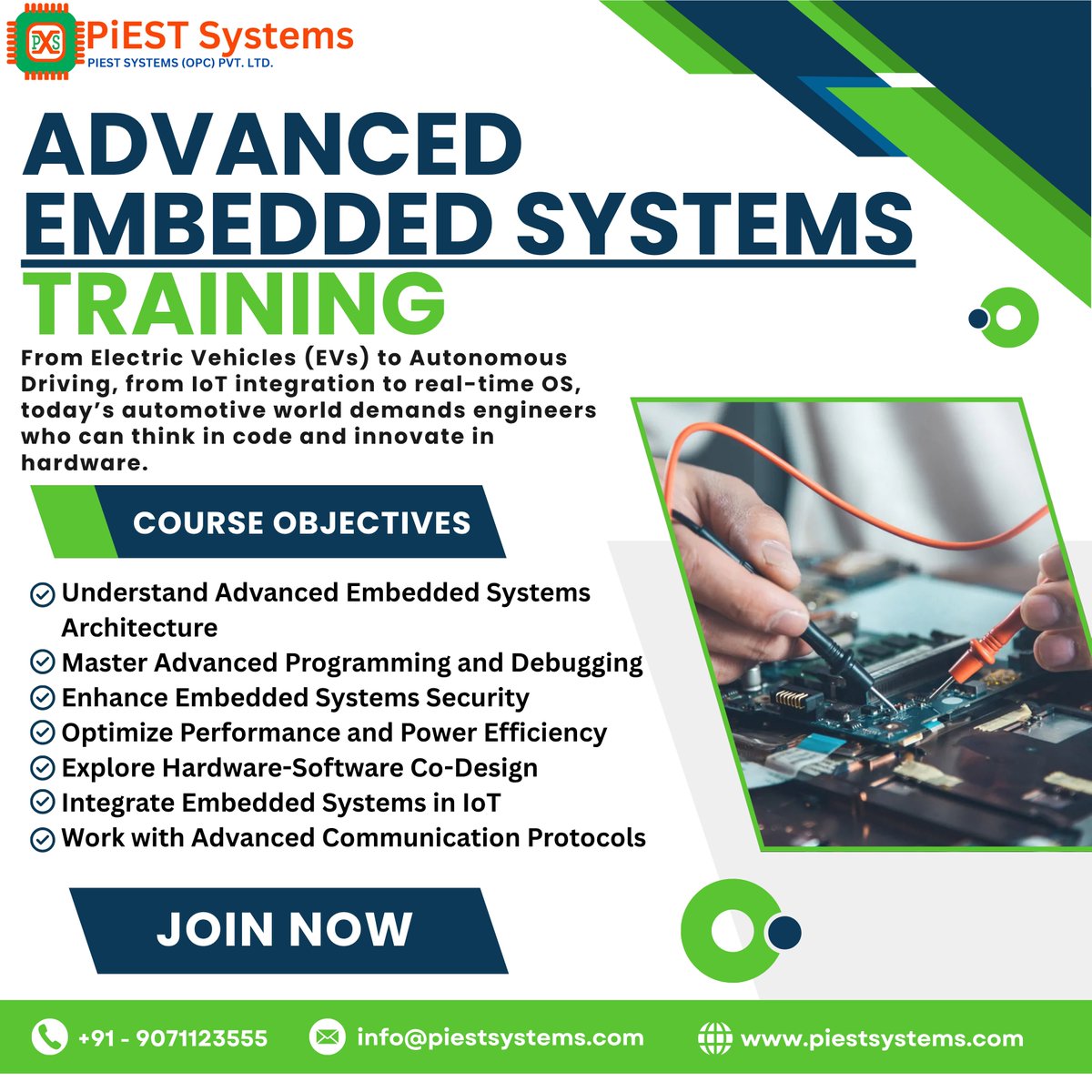 piestsystems's tweet image. Master Advanced Embedded Systems – Shape the Future of Automotive Tech!
Enroll in PiEST Systems’ Industry-Focused Training Now! 

📞 +91-9071123555
👉 For WhatsApp -  wa.me/9071123555 
🌐   piestsystems.com/advanced-embed… 

#AdvancedEmbeddedSystems