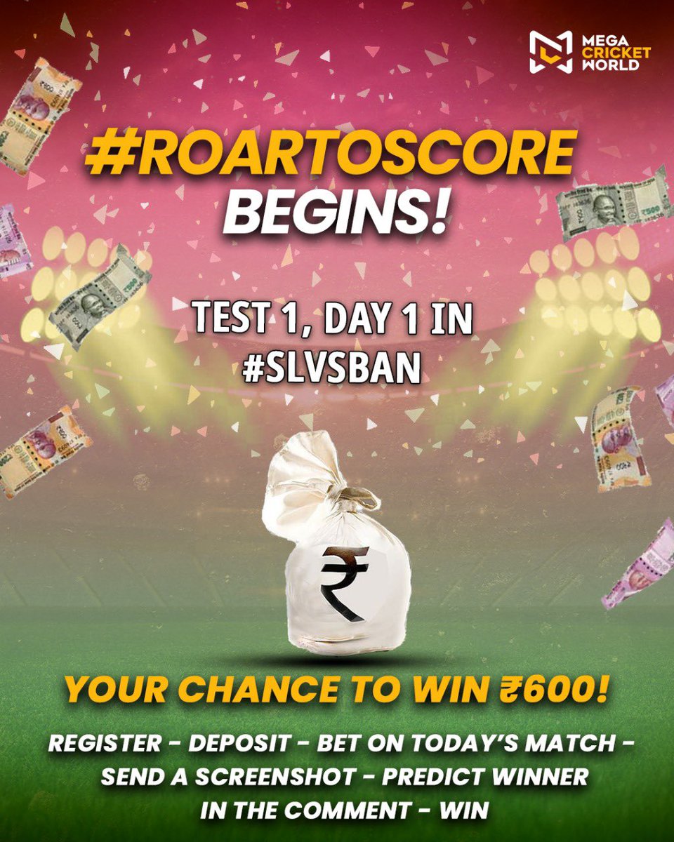 mcworldsocial's tweet photo. #SLvsBAN begins!
So does the contest 🔥
#RoarToScore and win big 💰
₹600 per match | ₹2500 Mega | ₹1000 Lucky Reward
Start now ✅
🔗 https://t.co/xT3lmd3iVT
#BangladeshCricketTeam #Bangladesh #SLvBAN #SriLankaVsBangladesh #ContestAlert #Contest #Giveaway #CashPrize #Prize https://t.co/BBFm2O6LiD