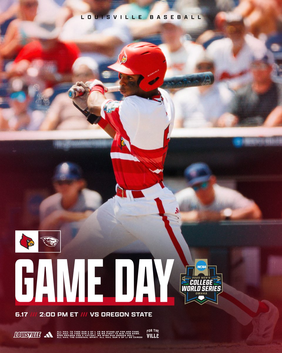 Louisville Baseball (@louisvillebsb) on Twitter photo More baseball in Omaha.
๐ Oregon State
๐๏ธ <a href="/CharlesSchwabFO/">Charles Schwab Field Omaha</a>
๐บ <a href="/espn/">ESPN</a>
๐ป <a href="/939TheVille/">939TheVille</a> / <a href="/970wgtk/">970WGTK</a>
๐ uofl.me/25BSBStatsvORSโฆ
#GoCards More baseball in Omaha.
๐ Oregon State
๐๏ธ <a href="/CharlesSchwabFO/">Charles Schwab Field Omaha</a>
๐บ <a href="/espn/">ESPN</a>
๐ป <a href="/939TheVille/">939TheVille</a> / <a href="/970wgtk/">970WGTK</a>
๐ uofl.me/25BSBStatsvORSโฆ
#GoCards
