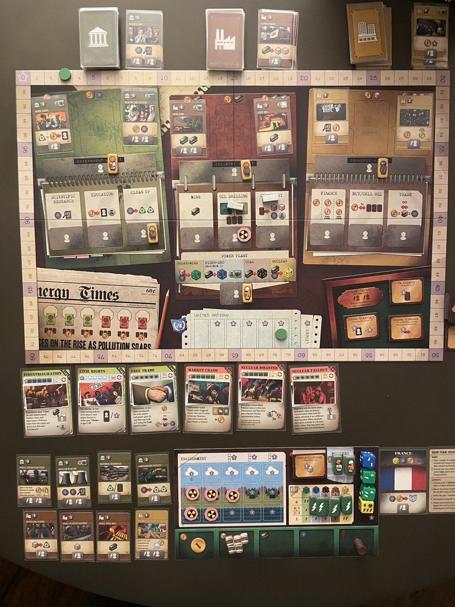 Managed to barely eek out a win (103 points) in a solo game of The Manhattan Project: Energy Empire. I enjoy this one more multiplayer, but it IS a fun and challenging solo experience. Have you tried this one solo? What are your thoughts? #boardgames #soloboardgames