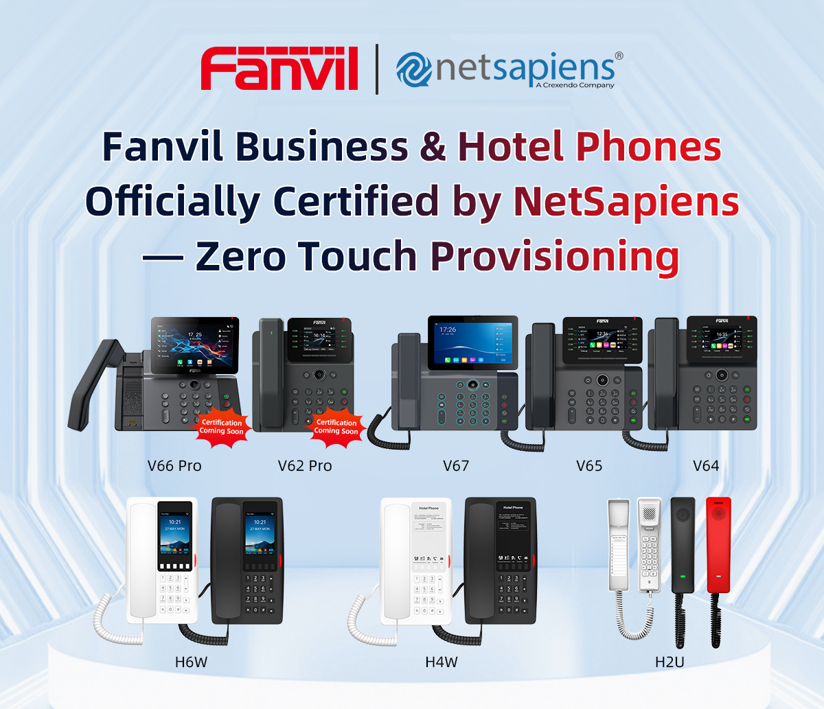 🚀 Zero-Touch Provisioning is Here!

#Fanvil Business &amp; Hotel Phones are now officially certified by #NetSapiens.

💼 From office desks to guest rooms, we’ve covered your communication needs.

👉 Explore now: lnkd.in/d_wXmpGz

#Fanvil #NetSapiens #ZeroTouchProvisioning