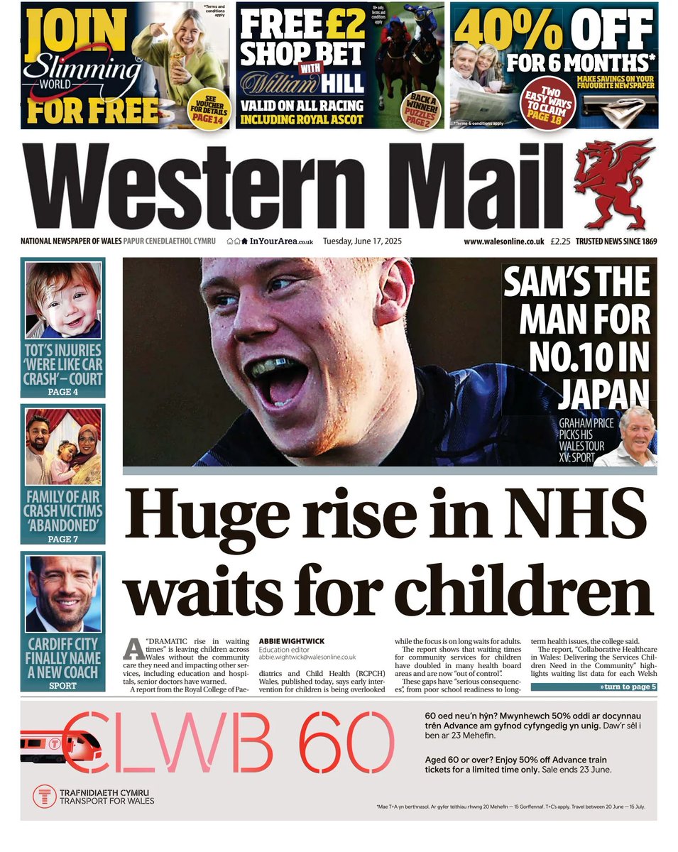๐ต๐๐๐๐ ๐ฟ๐๐๐๐ ๐๐๐๐๐ข ๐ฐ (@ukpapers) on Twitter photo ๐ฌ๐ง Huge Rise In NHS Waits For Children
โซA report from the Royal College of Paediatrics and Child Health says early intervention for children is being overlooked while the focus is on long waits for adults
โซ<a href="/AbbieWightwick/">Abbie Wightwick</a>
โซis.gd/3c3qOy
#frontpagestoday #UK ๐ฌ๐ง Huge Rise In NHS Waits For Children
โซA report from the Royal College of Paediatrics and Child Health says early intervention for children is being overlooked while the focus is on long waits for adults
โซ<a href="/AbbieWightwick/">Abbie Wightwick</a>
โซis.gd/3c3qOy
#frontpagestoday #UK