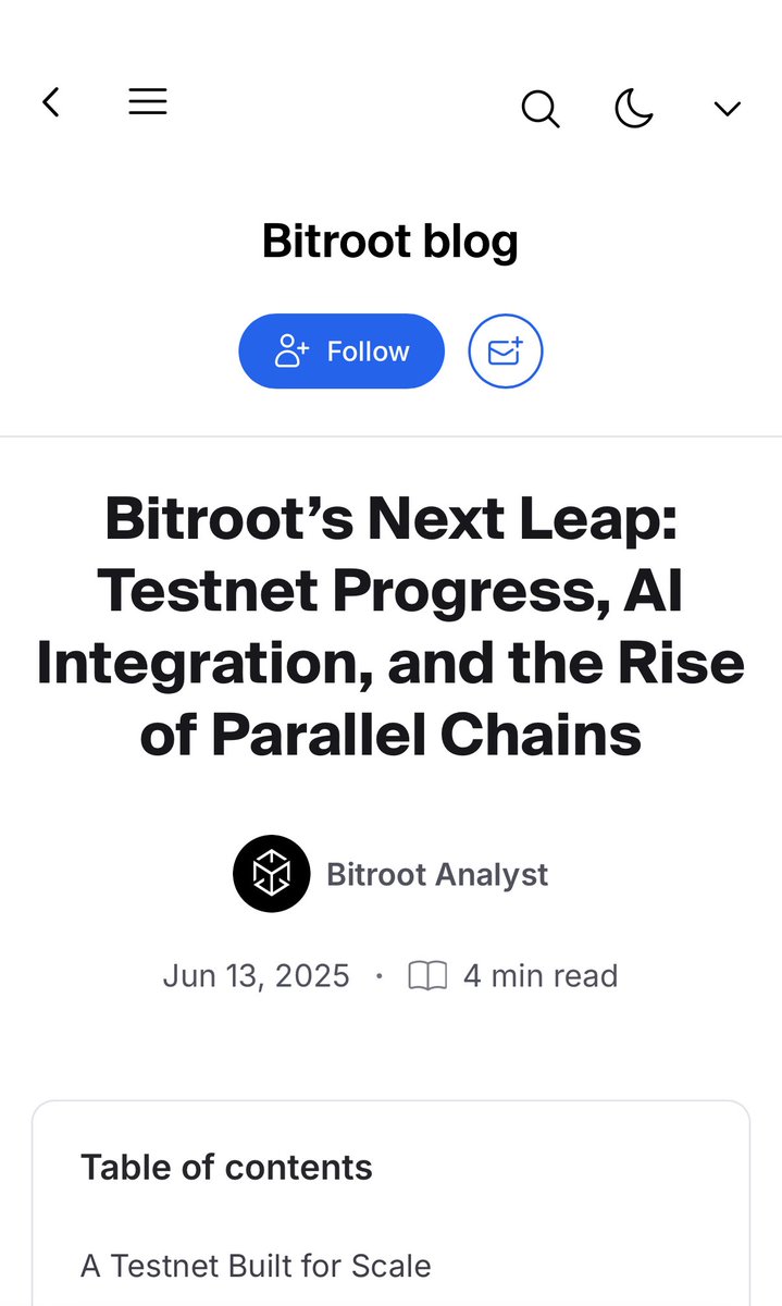 🧑🏻‍💻 Bitroot’s Next Leap: 

Testnet Progress, AI Integration, and the Rise of Parallel Chains…

🧪 Testnet Live: 50K TPS 
⚡ ~0.3s blocks 
⛽ Zero gas fees
🧠 Built-in AI agents
🔗 Parallelized EVM
🎯 Massive airdrop potential
📉 Deflationary tokenomics

Is this the next