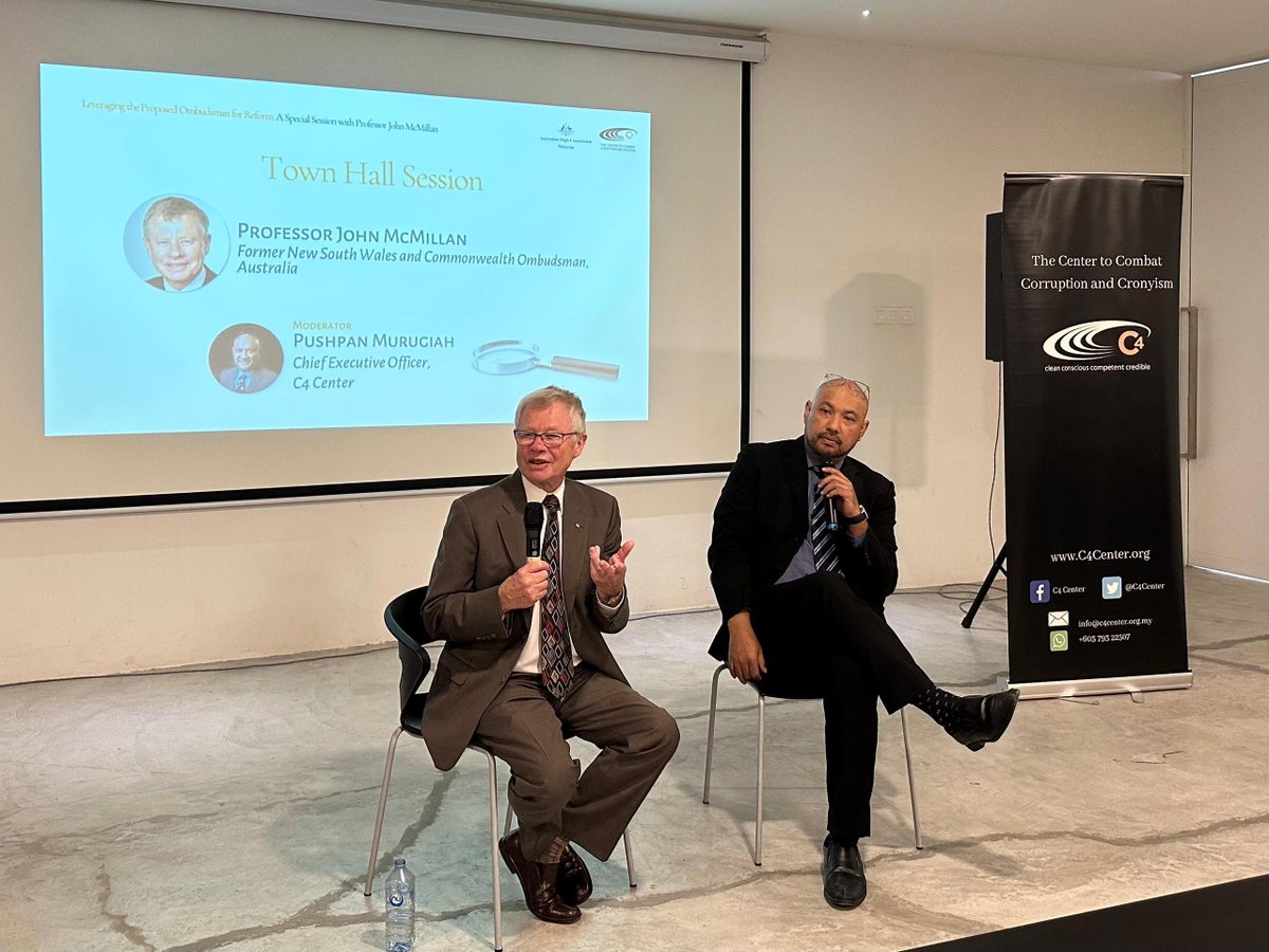 Supporting local leadership &amp; working in partnership with civil society is central to 🇦🇺’s International Development Policy.

Proud to support <a href="/C4Center/">C4 Center</a>’s workshop with 🇲🇾 civil society &amp; former 🇦🇺 Commonwealth Ombudsman, Professor John McMillan AO. Lots of engaging discussion!
