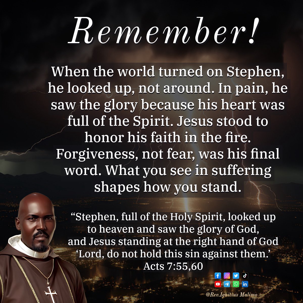 Jesus stands for those who won’t bow to fear. He’s visible when your faith looks up. The pain may be loud, but heaven is louder. Don’t let stones steal your sight. #Remember #EyesOnJesus🙏🏿