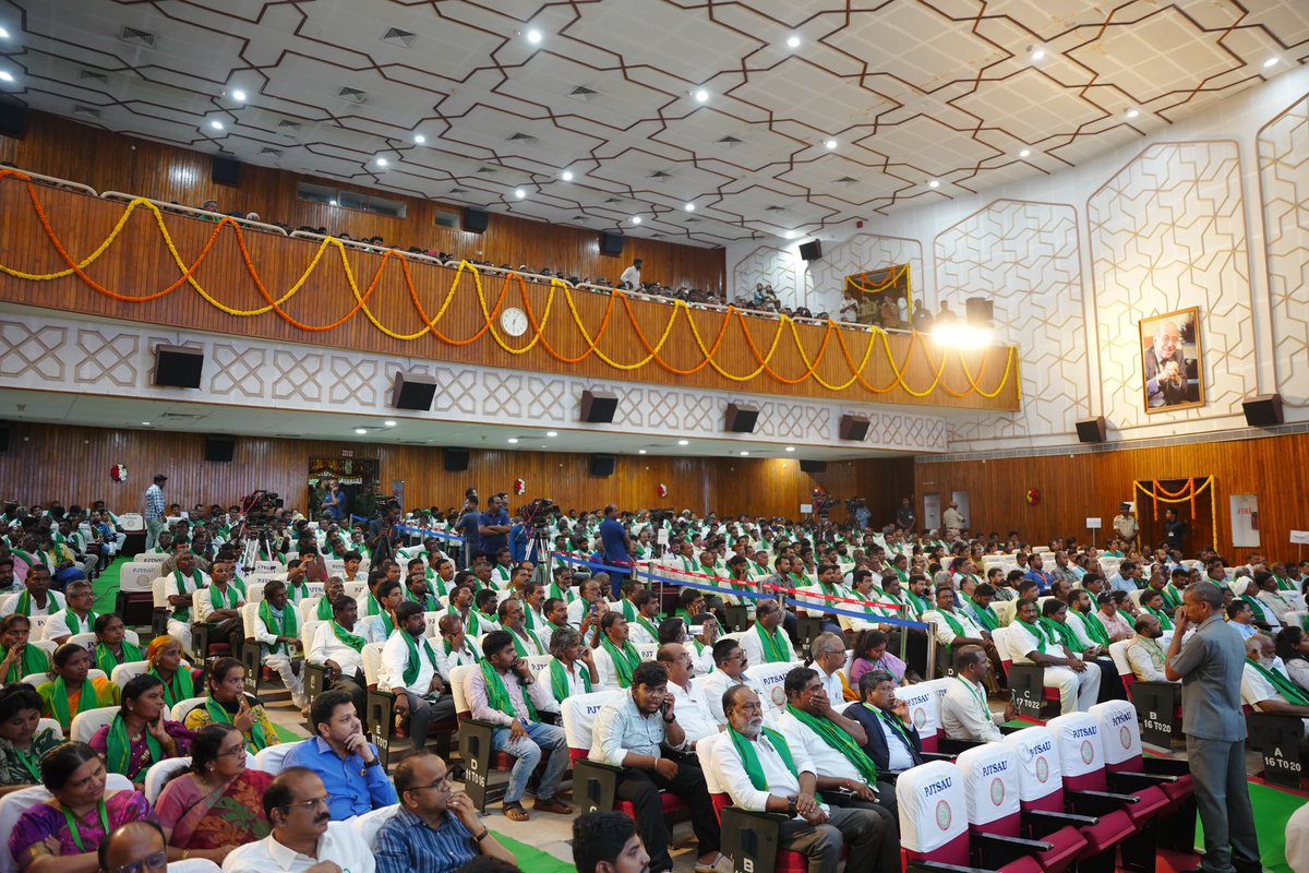 Hon’ble CM Sri A. Revanth Reddy Garu launched #RythuNestham on 16.06.2025, connecting 1034 Rythu Vedikas from PJTAU — a key step toward digital empowerment of Telangana farmers. Hon’ble Dy CM, Agri Minister, other ministers &amp; dignitaries participated. #Telangana #Farmers
