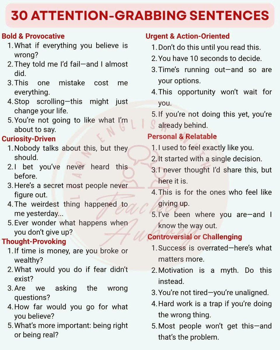 30 ATTENTION-GRABBING SENTENCES