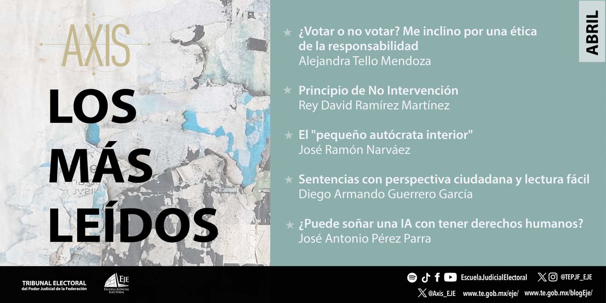 ¿Te perdiste las colaboraciones más leídas de abril en #AXIS? 

Pasa a leer a <a href="/ale_tello_m/">Alejandra Tello Mendoza</a>, <a href="/jrnarvaez/">José Ramón Narváez</a>, David Ramírez, <a href="/DiegoAGuerreroG/">Diego Guerrero</a> y <a href="/JoseAntonioPPar/">Jose Antonio Pérez Parra</a> 👀

Están disponibles en te.gob.mx/blogEje/
