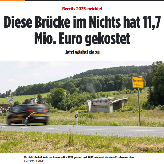 Taykra's tweet photo. #Rodewisch: Seit zwei Jahren fertig – diese Brücke in Sachsen führt ins Nirgendwo! https://t.co/0LMWzWg1mi https://t.co/eoCzTfksU6