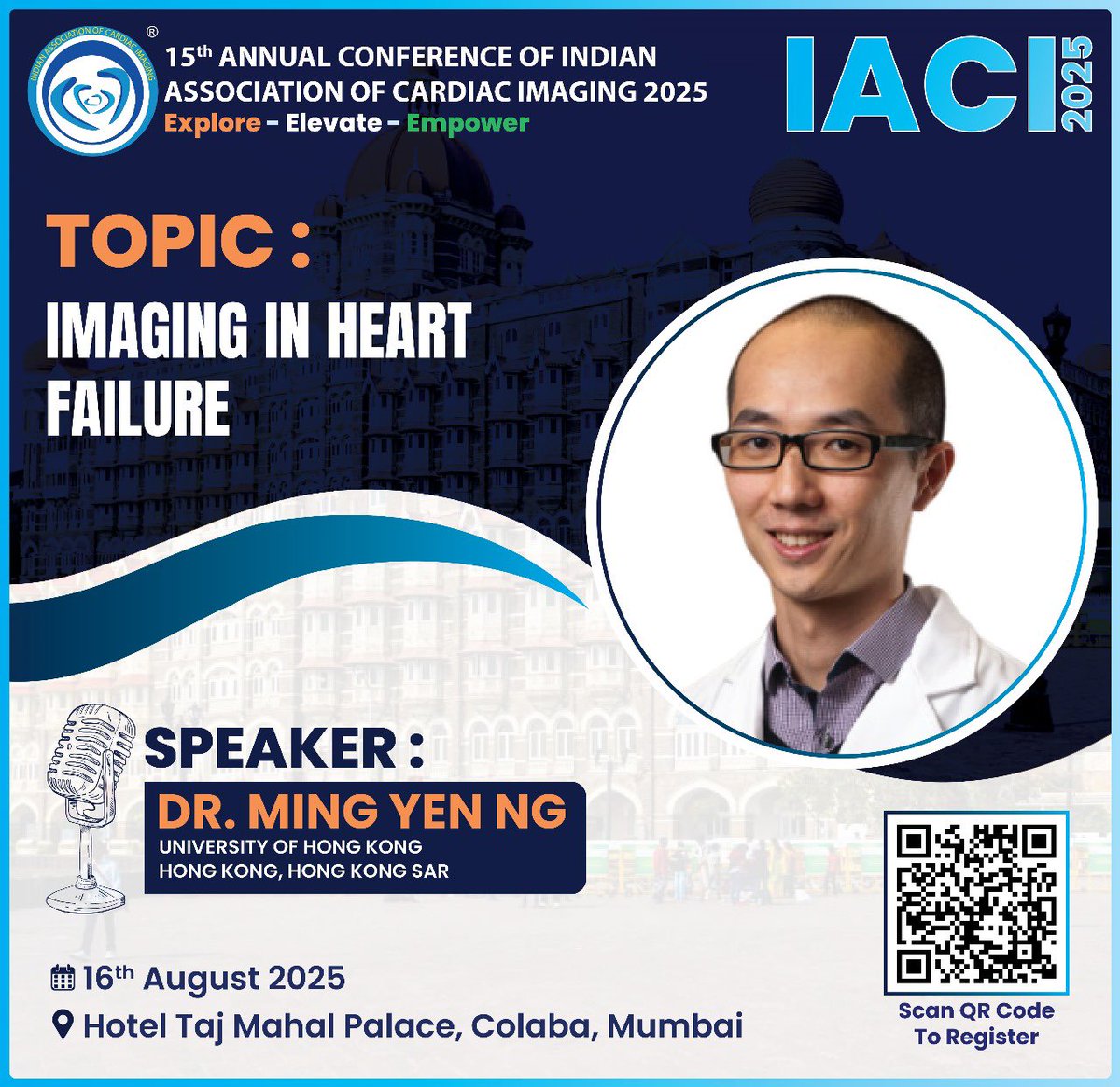 Indian Association of Cardiac Imaging – Annual Meeting 2025
Know your speakers - Dr. Ming Yen from Hong Kong. To be a part of this and much more, register soon. 
Registration link: registration.iaciind.org
✨ Where Science Meets Elegance ✨