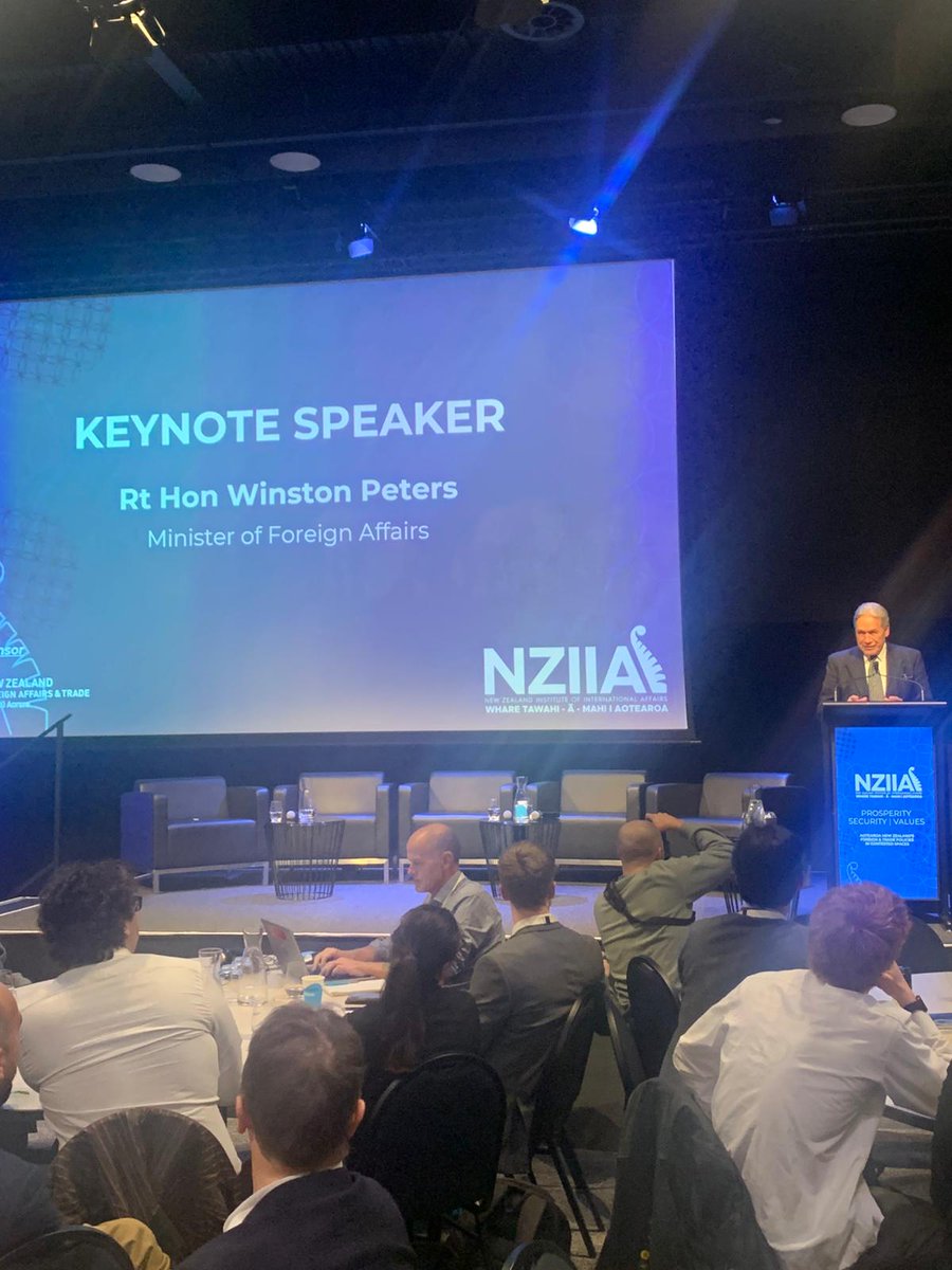 New Zealand Institute of International Affairs (@nziia_live) on Twitter photo Here at #NZIIA2025 we welcome our keynote speaker: Rt Hon Winston Peters <a href="/winstonpeters/">Winston Peters</a>, Minister of Foreign Affairs. The Minister will discuss New Zealand's foreign policy direction and engagement with a more contested world. Here at #NZIIA2025 we welcome our keynote speaker: Rt Hon Winston Peters <a href="/winstonpeters/">Winston Peters</a>, Minister of Foreign Affairs. The Minister will discuss New Zealand's foreign policy direction and engagement with a more contested world.