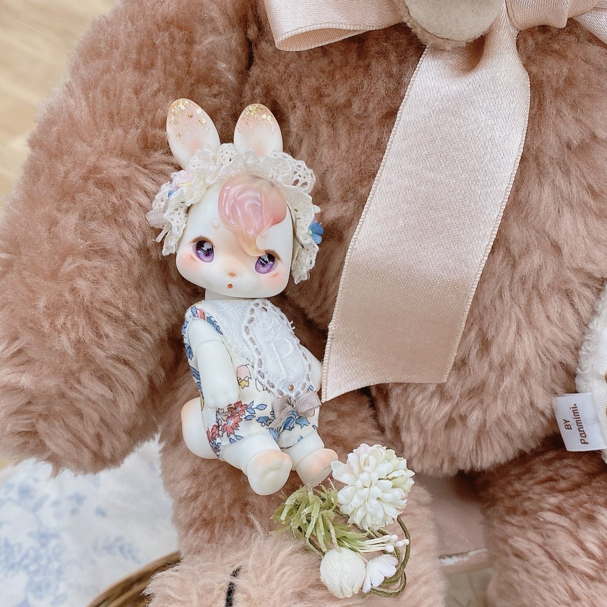 anさんのOliちゃんお耳がキラキラ✨✨
優しいお色でお洋服もお嬢様な感じで可愛かった🐰🩷

#kumukuku