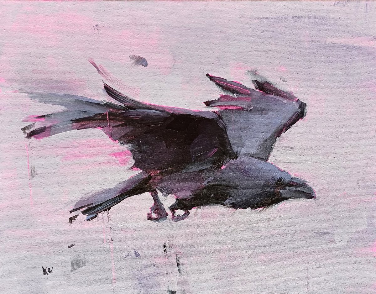 The raven in flight — wild, fearless, untamed. 
Painted from a love of wild skies and darker stories. 

🎨 "Flight" - acrylics on canvas (sold)

_____

#WildNature #RavenPainting #wildlifeart  #NatureInArt #acrylicpainting #birdart #raven #ArtOfTheDay
