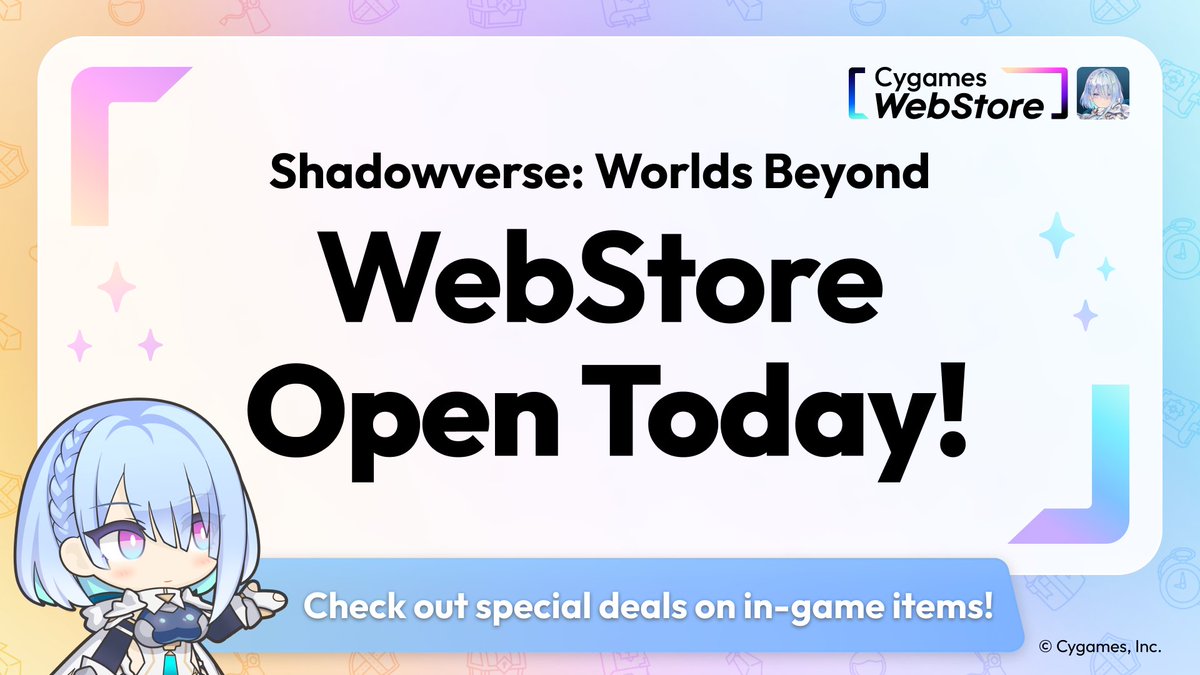Services Linked

Cygames ID has linked services with Shadowverse: Worlds Beyond as of 8:00 p.m., June 16, 2025 (PT).

In-game items for Shadowverse: Worlds Beyond are now available for sale on the Cygames WebStore!

Details:
cygames.com/en/news/p20250…