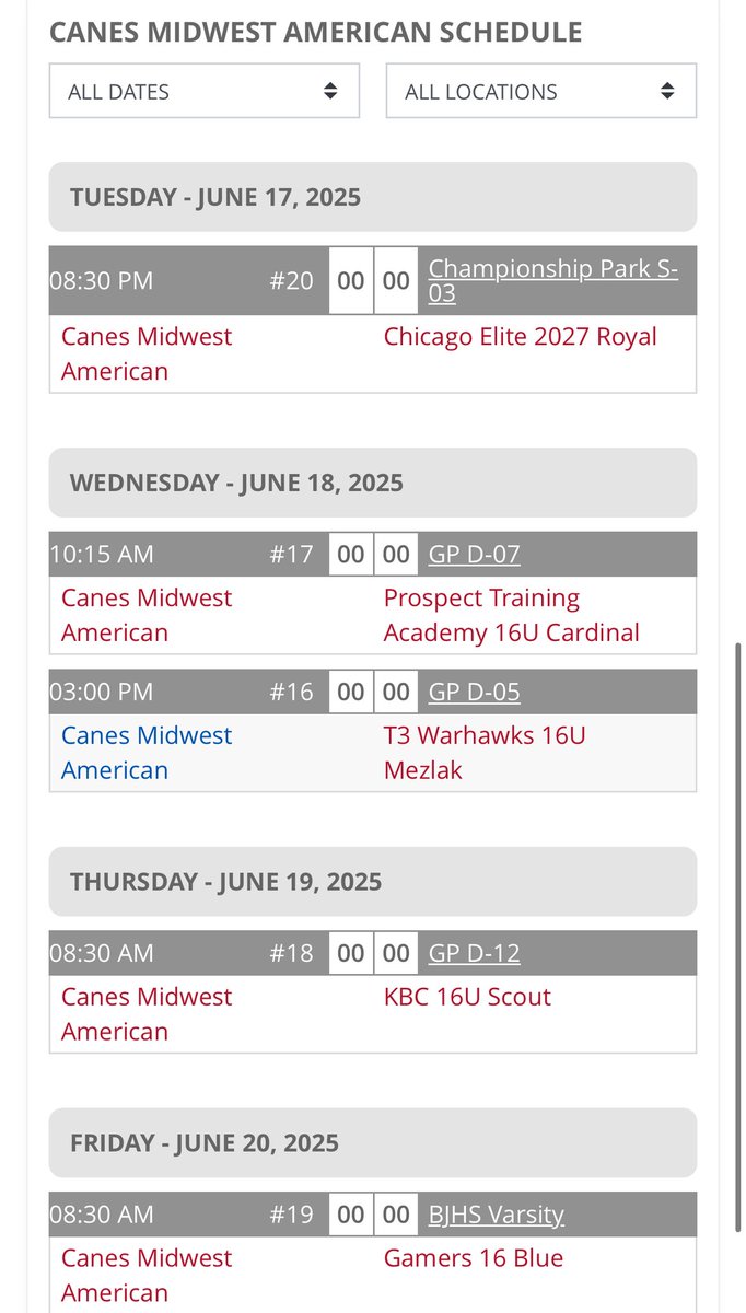 Isaac Sampen (@isaacsampen) on Twitter photo Canes Midwest American 16u MPL Pitching rotation. ๐บ๐ธ
G1: Nick Winters / Dawson Paulus
G2: Preston Seidl / L. Gregg
G3: Bryton Gregg / Brady Keck
G4: Henry Haley / Kooper Schmitt
G5: Cole Cheatham / Bo Blondi
<a href="/CTrinkle23/">Cooper Trinkle</a> <a href="/Bullpenevents/">Bullpen Tournaments</a> <a href="/PrepBaseballIN/">Prep Baseball Indiana</a> <a href="/PrepBaseINScout/">Prep Baseball Indiana Scouting Coverage</a> Canes Midwest American 16u MPL Pitching rotation. ๐บ๐ธ
G1: Nick Winters / Dawson Paulus
G2: Preston Seidl / L. Gregg
G3: Bryton Gregg / Brady Keck
G4: Henry Haley / Kooper Schmitt
G5: Cole Cheatham / Bo Blondi
<a href="/CTrinkle23/">Cooper Trinkle</a> <a href="/Bullpenevents/">Bullpen Tournaments</a> <a href="/PrepBaseballIN/">Prep Baseball Indiana</a> <a href="/PrepBaseINScout/">Prep Baseball Indiana Scouting Coverage</a>