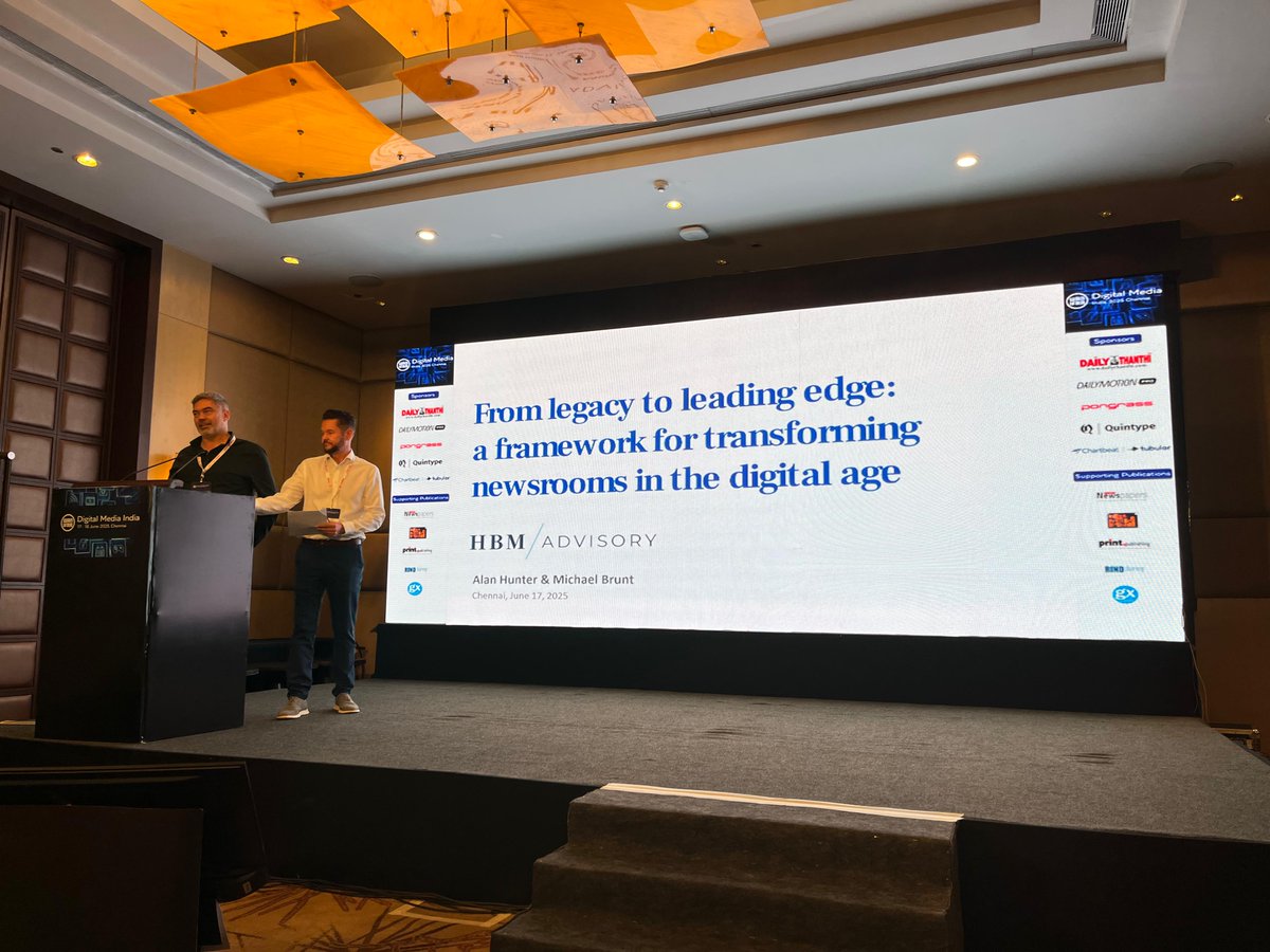 Neha 🐈 (@nehahaz) on Twitter photo #DMI2025 begins with a keynote address by <a href="/alanhhunter/">Alan Hunter</a> and Michael Brunt of HBM Advisory.
"Journalism hasn’t evolved as much as it should have. We are still doing print journalism in this digital age. Our perspective is more internal than external. Why are we ignoring readers?" #DMI2025 begins with a keynote address by <a href="/alanhhunter/">Alan Hunter</a> and Michael Brunt of HBM Advisory.
"Journalism hasn’t evolved as much as it should have. We are still doing print journalism in this digital age. Our perspective is more internal than external. Why are we ignoring readers?"