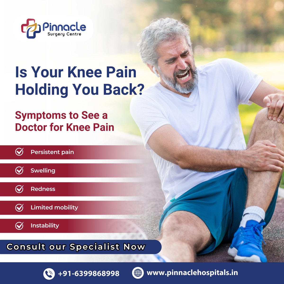 SurgeryPinnacle's tweet photo. 🏃‍♂️ Struggling with knee pain that just won't go away? Don’t let it hold you back from living your best life!

It’s time to consult a specialist. 🩺

📞 Call us: +91-6399868998
🌐 Visit: https://t.co/a3eY2AJlDA

#KneePainRelief #PinnacleSurgeryCentre #OrthopaedicCare #JointPain https://t.co/Bvil5CiEfd