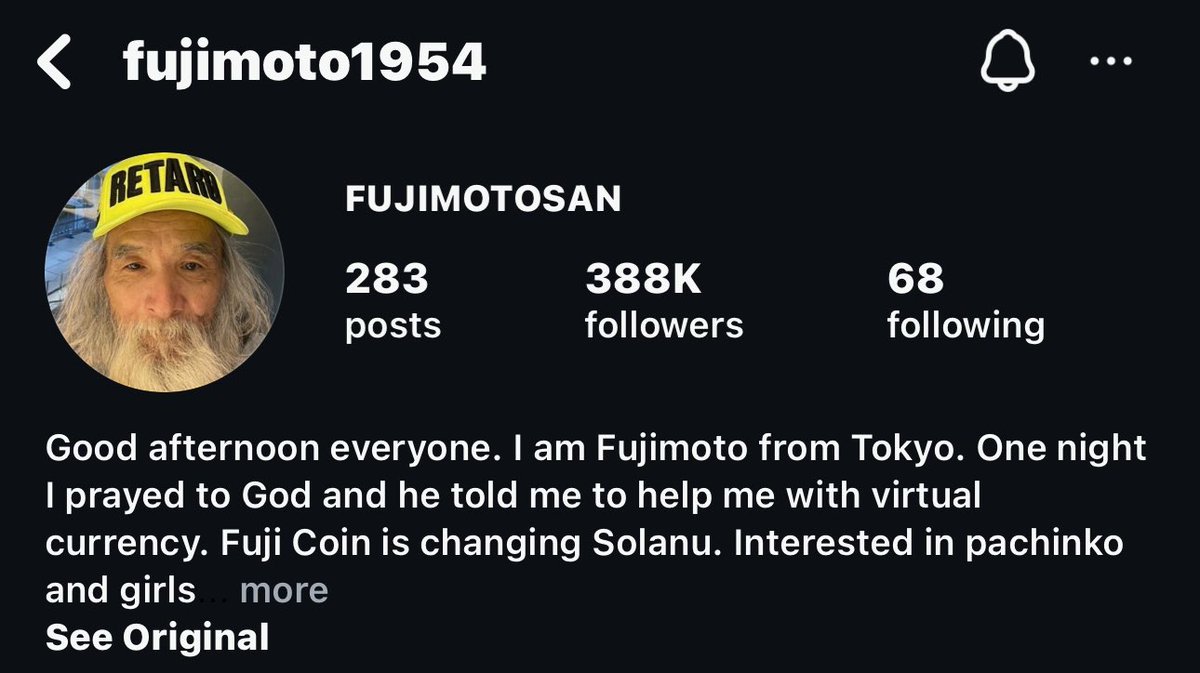 yukmaxxing's tweet image. the recent price action of spx and xavier is proof that communities who never gave up paid off
i have a feeling it is now time for our favourite japanese homeless man
ily $fuji moto
almost 400k on instagram btw